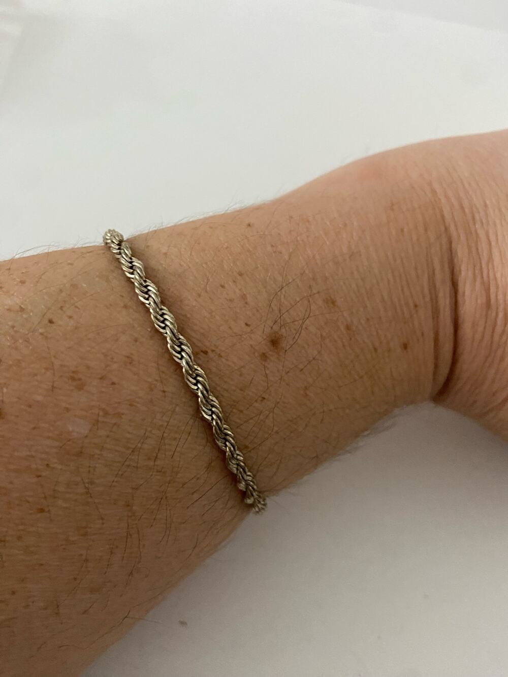 Vintage Rope chain bracelet silver tone